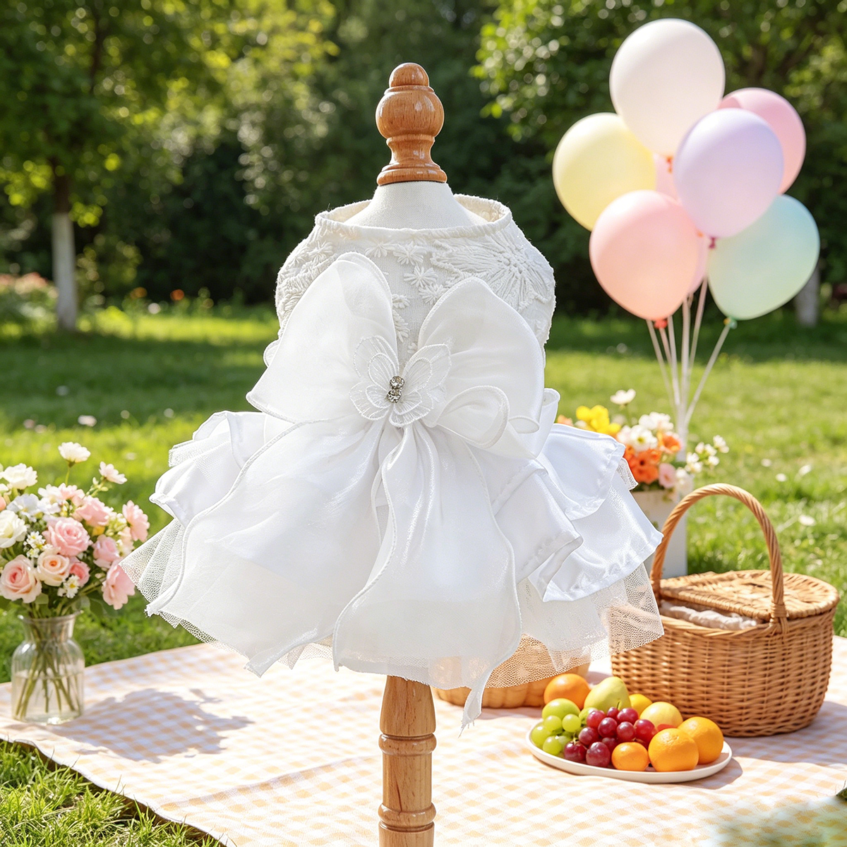 Lace Teddy Lingerie - Elegant Lace Bow Pet Dress, Gorgeous