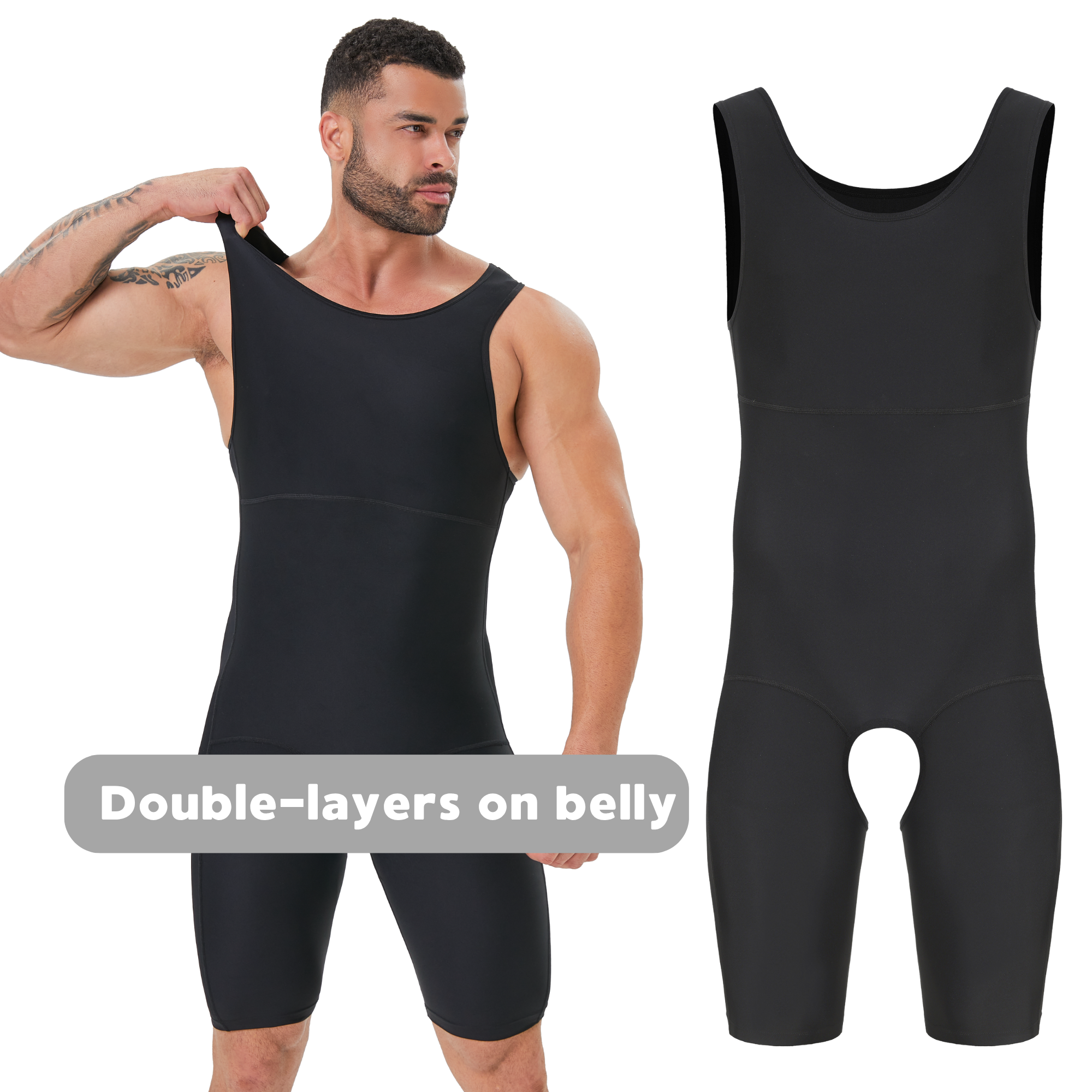 Men's Double Layer Tummy Contr - Shapewear Bodysuit Firm avaliação e preço
