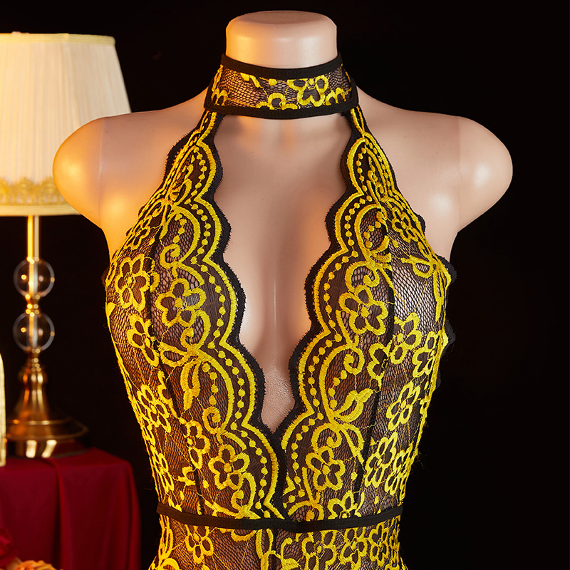 Crotchless Transparent Backles - Lace Teddy Lingerie avaliação e preço