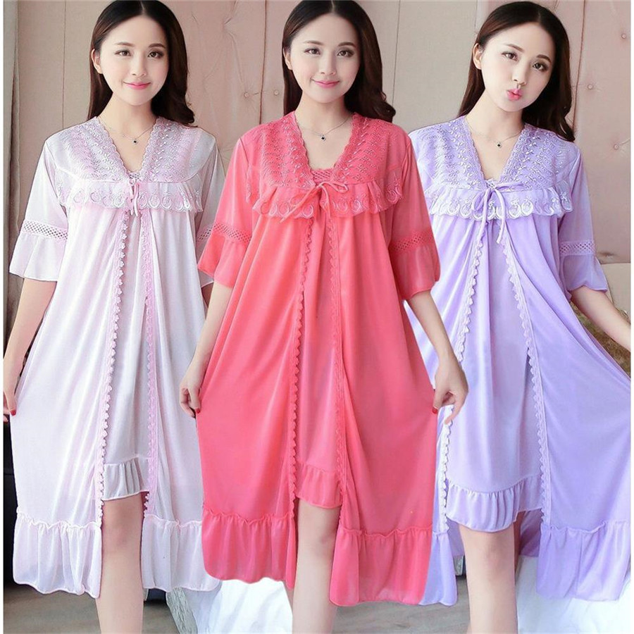 2024 Sexy V Neck Nightdress Sl - Robe Silk Women avaliação e preço