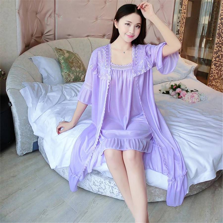 2024 Sexy V Neck Nightdress Sl - Robe Silk Women avaliação e preço