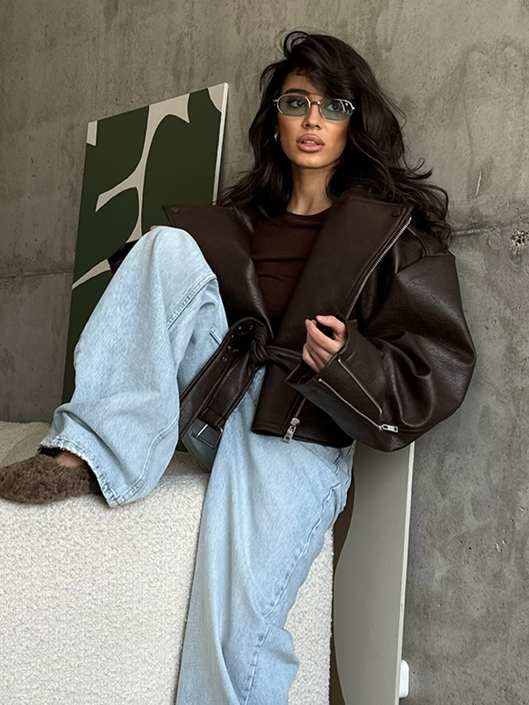 With Belt Leather Jacket Coat  - Corset Waist Cinch avaliação e preço