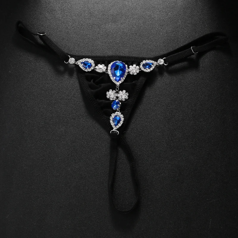 Fashion Blue Crystal Bikini Th - Thong Bikini Women avaliação e preço