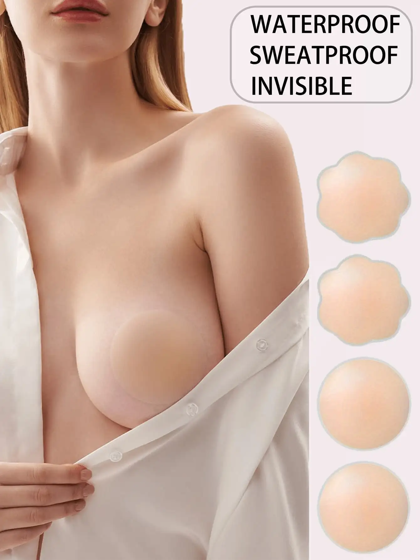 12 Reusable Seamless Silicone  - Silicone Bra Adhesive avaliação e preço
