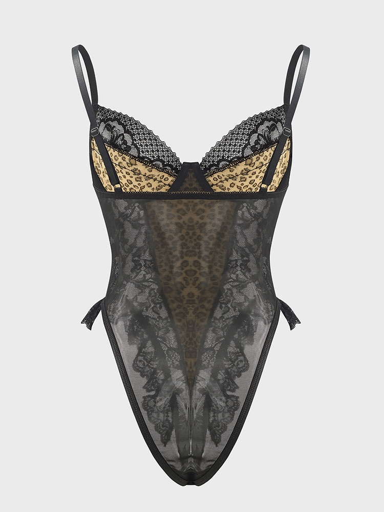 Sexy Lace Leopard Pattern Body - Shapewear Bodysuit Firm avaliação e preço