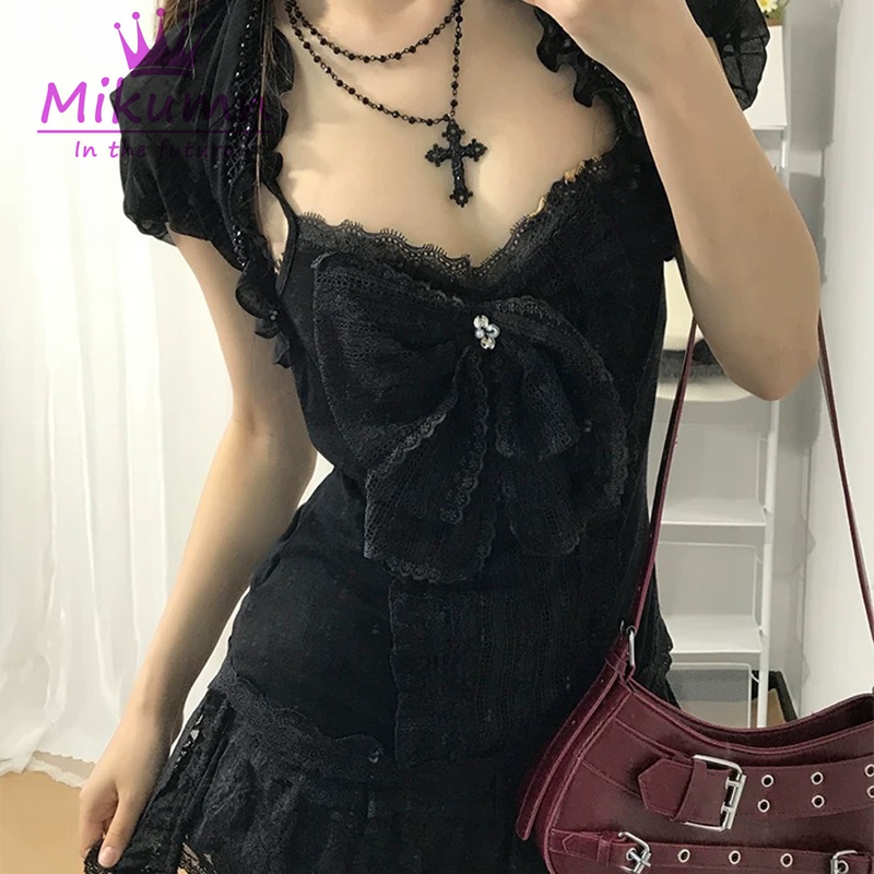 Mikumn Gothic Lolita Black Lac - Cami Top Lace avaliação e preço