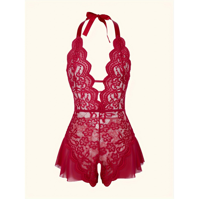 Charming Lace Mesh Teddy, Scal - Lace Teddy Lingerie avaliação e preço