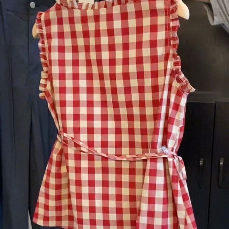 Retro Red Plaid Sleeveless Ves - Corset Waist Cinch avaliação e preço