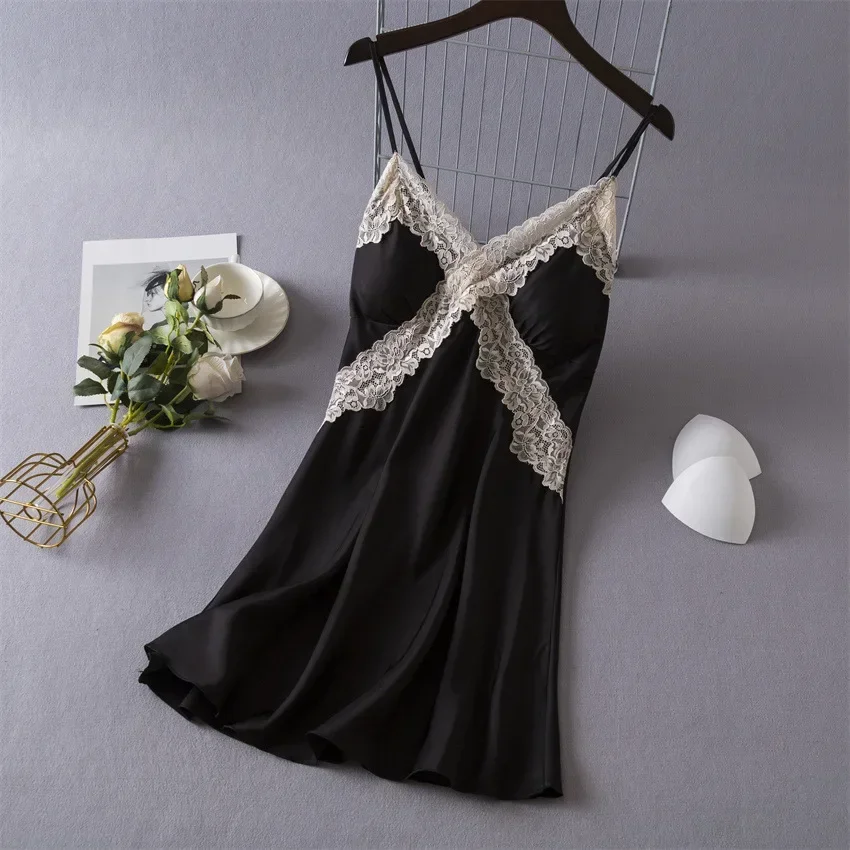 Women's Sexy Lingerie Satin Ni - Babydoll Chemise Night avaliação e preço