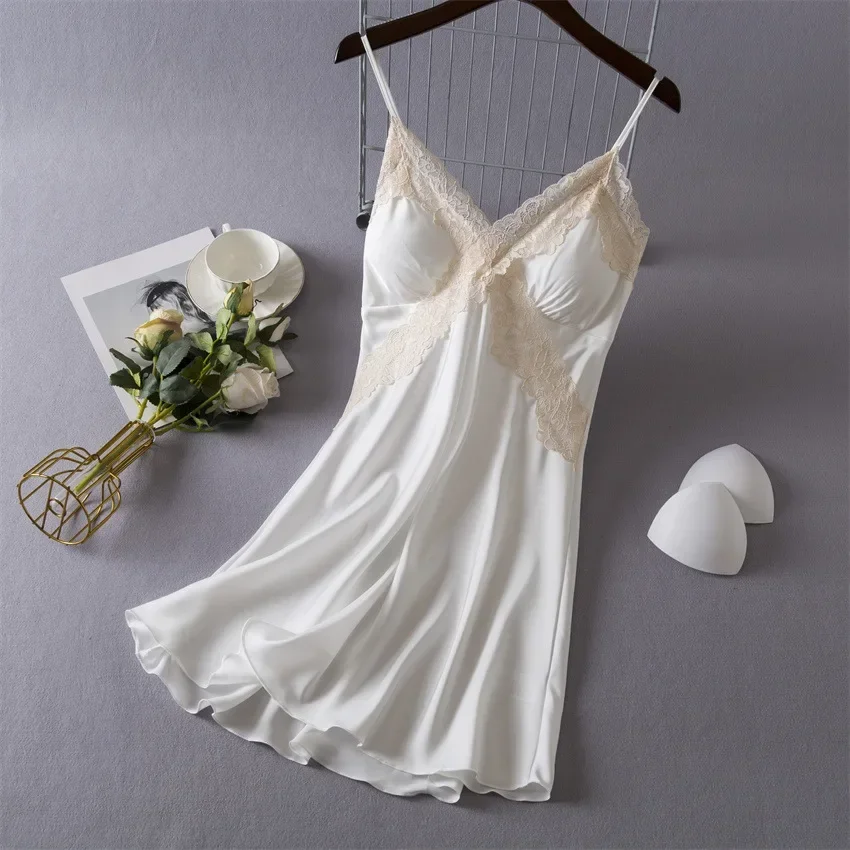 Women's Sexy Lingerie Satin Ni - Babydoll Chemise Night avaliação e preço