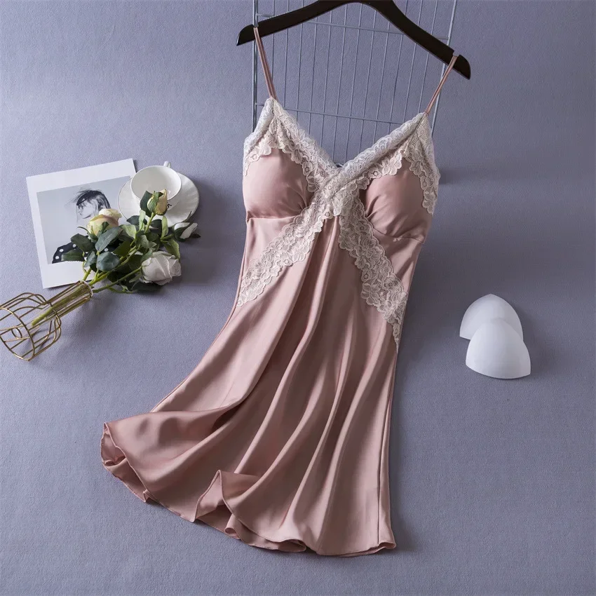 Women's Sexy Lingerie Satin Ni - Babydoll Chemise Night avaliação e preço