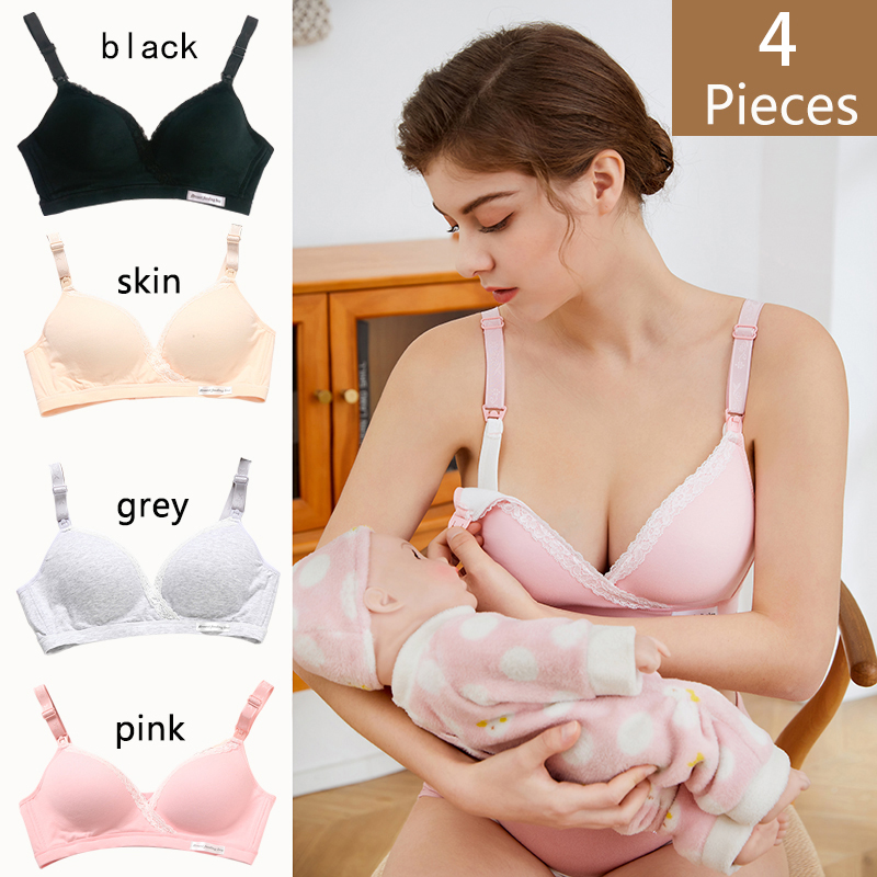 4Pcs New Cotton Wirefree Nursi - Nursing Bra Sleep avaliação e preço