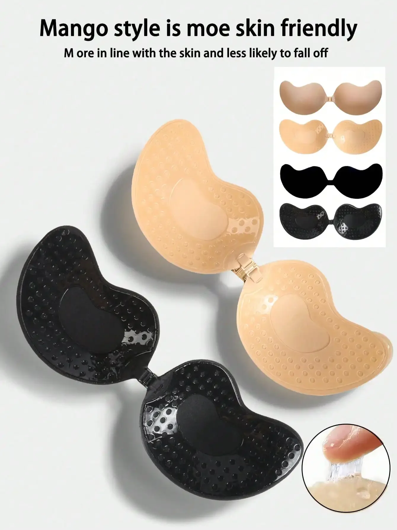 4pcs/Set (2 Black + 2 Nude) St - Silicone Bra Adhesive avaliação e preço
