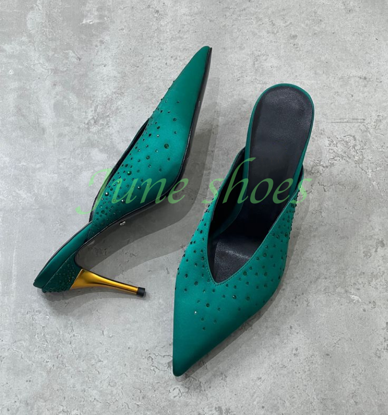 Lady Satin Dark Green Sequins  - Slip Dress Satin avaliação e preço