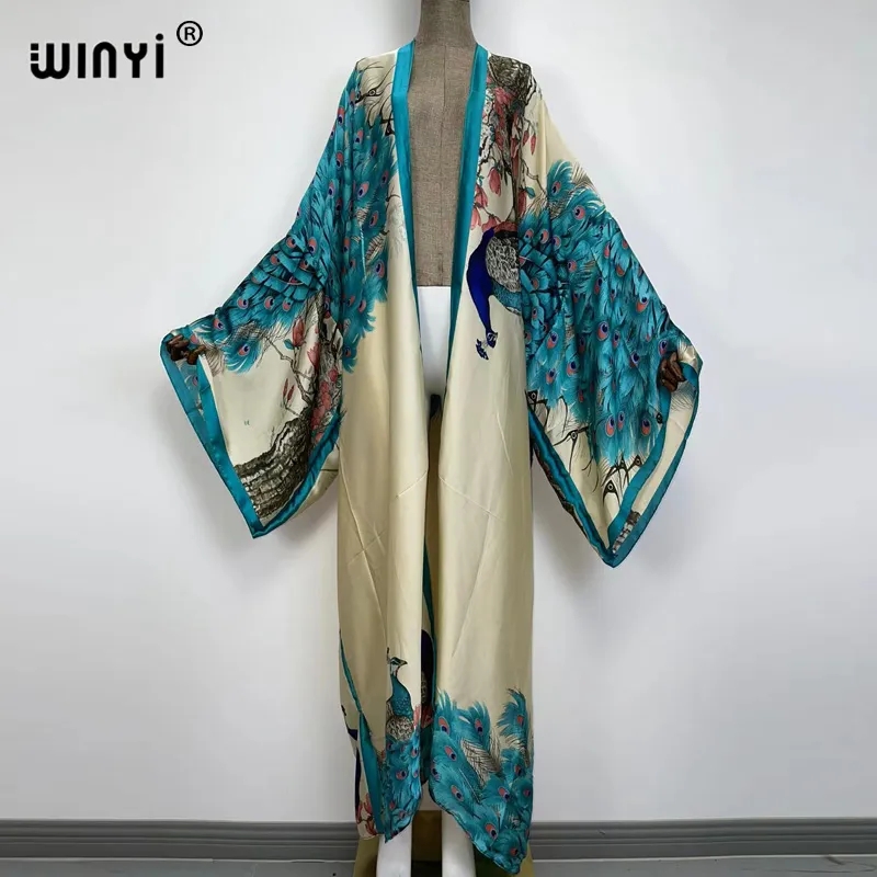 WINYI 2022 Summer Women Cardig - Robe Silk Women avaliação e preço