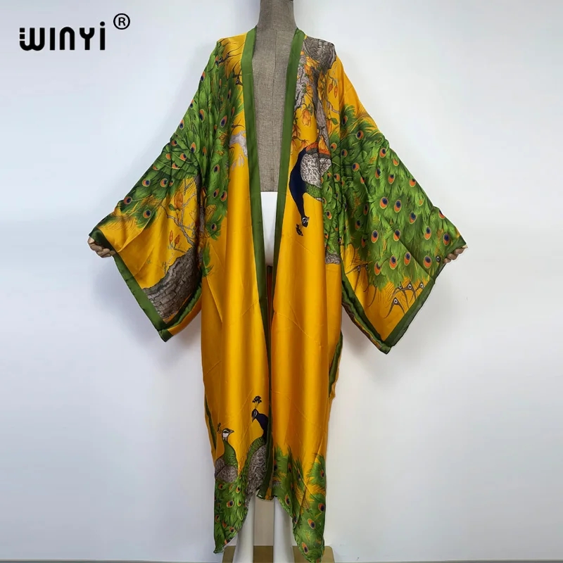 WINYI 2024 Summer Women Cardig - Robe Silk Women avaliação e preço