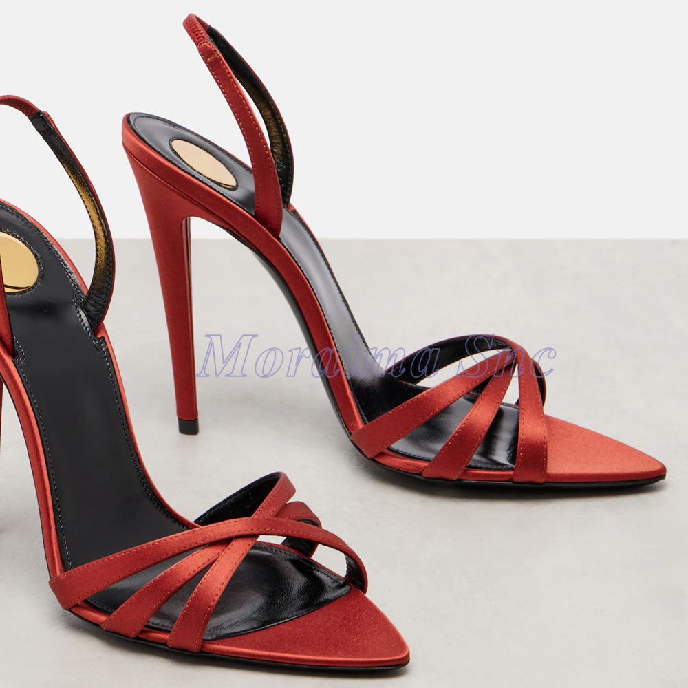 Satin Pointed Toe Cross Strap  - Slip Dress Satin avaliação e preço