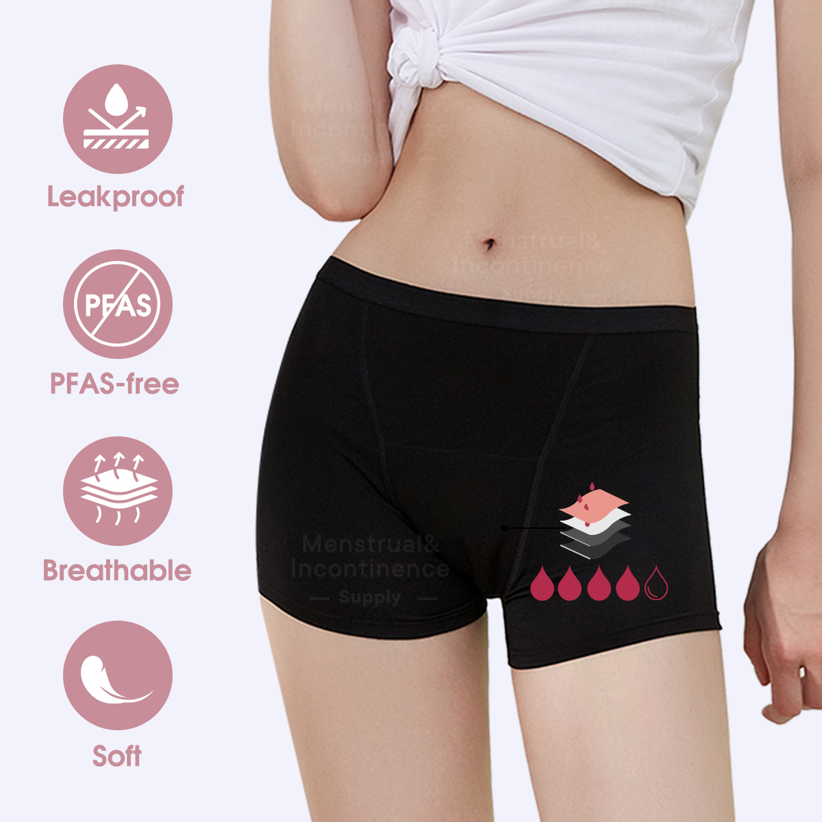Bamboo Fiber Period Underwear  - Boyshort Underwear avaliação e preço